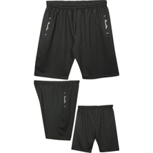 Büyük Beden 110 - 155 Kilo Arası Için Uygun Bedenli Cepleri Nakış Detaylı Likralı Penye Erkek Şortu