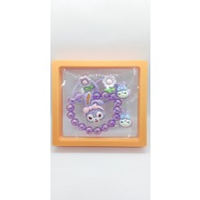 Lila Renk Küpeli Toka Seti