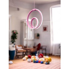 Jojo Çocuk ve Bebek Odası Için Pembe Kasa Beyaz LED Işıklı Avize