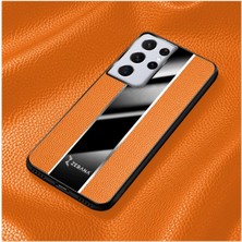 Samsung Galaxy S24 Ultra Uyumlu Kılıf Zebana Premium Deri Kılıf Turuncu