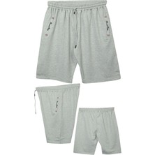 Büyük Beden 110 - 155 Kilo Arası Için Uygun Bedenli Cepleri Nakış Detaylı Likralı Penye Erkek Şortu