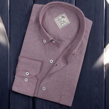 Linen Keten Hafif Kumaş Uzun Kollu Pembe Erkek Gömlek (Regular Kalıp)