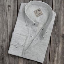 Linen Keten Hafif Kumaş Uzun Kollu Beyaz Erkek Gömlek (Regular Kalıp)