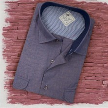 Linen Keten Klasik Uzun Kollu Mürdüm Çift Cepli Erkek Gömlek (Regular Kalıp)