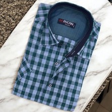Linen Keten Klasik Kısa Kollu Yeşil Gömlek (Regular Kalıp)