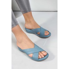 Fast Step Hakiki Deri  Kadın Düz Terlik 864ZAR03