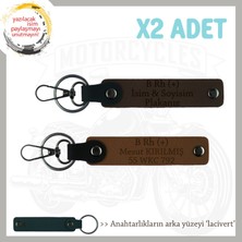Miaju Motor Severlere, Isim Plaka ve B + Kan Grubu Yazılı Anlamlı Hediye X2 Anahtarlık, Kahve-K Kahve-Laci