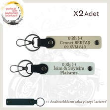 Miaju Maceracı Erkeklere, Isim Plaka ve 0 Rh (-) Kan Grubu Yazılı X2 Hediye Anahtarlık, Beyaz-S Kahve-Laci