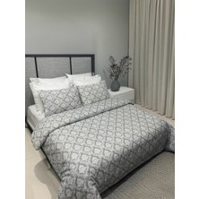 Şık ve Zarif Gri Desenli Çarşafsız Nevresim Takımı