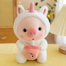 25CM Kabarcık Domuz Peluş Oyuncak Doldurulmuş Hayvan Tavşan Kurbağa Tek Boynuzlu At Kaplan Yastık Bardak Süt Çay Boba Peluş Oyuncak Bebek (Yurt Dışından)