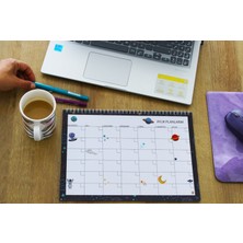 Kağıt Kayık Uzay Aylık Planlayıcı A4 Boyut 60 Sayfa Defter Planlayıcı Spiralli