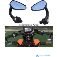Sonex Motosiklet Siyah Gidon Dikiz Aynası (Mavi Cam)