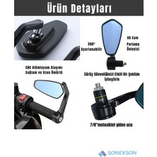 Sonex Motosiklet Siyah Gidon Dikiz Aynası (Mavi Cam)