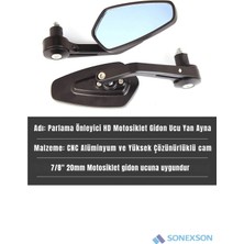 Sonex Motosiklet Siyah Gidon Dikiz Aynası (Mavi Cam)