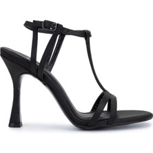 Tamer Tanca Kadın Vegan Siyah Saten Topuklu Ayakkabı 735 5950 Bn Ayk Y25 Sıyah Saten