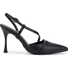 Tamer Tanca Kadın Vegan Siyah Topuklu Ayakkabı 932 3894 Bn Ayk Y25 Sıyah Cılt