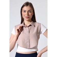 Schık Pamuklu Yakalı Çıkarılabilir Yarım Gömlek Vizon SCKWM24GML01