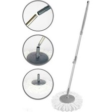 Teknotrust 360° Döner Başlıklı Mop Mikrofiber Kumaşlı Uzatılabilir Sopalı Temizlik Seti Fırça Saplı