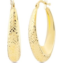 14 Ayar Taşsız Soleil Halka Altın Küpe