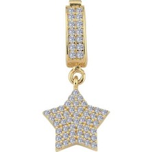 14 Ayar Taşlı Yıldız Tasarım Altın Kolye Ucu