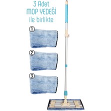 Teknotrust Sihirli Dünya Mop 3 Adet Mikrofiber Bez Aliminyum Gövde Teleskopik Sopa