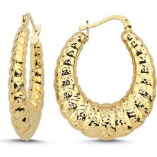 14 Ayar Taşsız Vintage Halka Altın Küpe