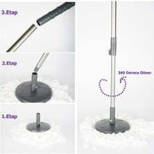 Teknotrust Döner Başlıklı Yedek Mop Seti - Mop + Teleskobik Sap 1 Paket