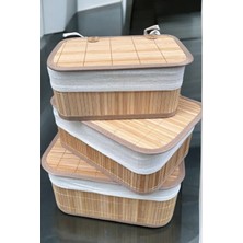 Morponi 3'Lü Bambu Çok Amaçlı Dekoratif Saklama Depolama Sepet Natural ( Gnl)