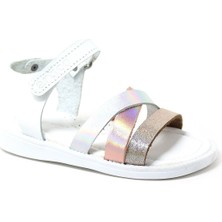Artico Alexia Hakiki Deri Vaketa Pembe Beyaz Kız Çocuk Bebek Sandalet