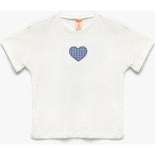 Koton Pamuklu Kalp Baskılı Bisiklet Yaka Kısa Kollu Tişört