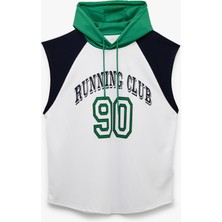 Koton Kapşonlu Reglan Kol Baskılı Oversize Spor Atlet