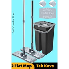 Teknotrust Black Style 2 Adet Flat Mop 9lt Temizlik Seti (2 Adet Yedek Bez )