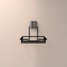 Teknotrust Dekoratif Yapıştırmalı Banyo Metal Hazneli Sabunluk Siyah - Vida ! - Delik ! - Pratik Montaj