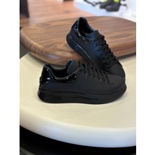 1051 Siyah Mat - Rugan Detay Hakiki Deri Erkek Sneakers