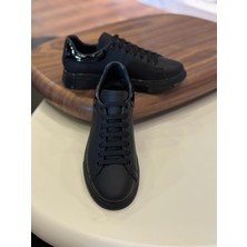 1051 Siyah Mat - Rugan Detay Hakiki Deri Erkek Sneakers