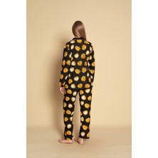 Kadın Kısa Kol Garfied Desen Gömlek Pijama Takıımı