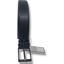 Zerhan 455 Erkek Siyah Hakiki Deri Kumaş Kemeri 3,5 cm