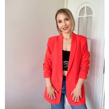 Atlas Kolu Büzgülü Premium Turuncu Ceket