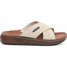 2162 Tam Anatomik Tabanlı Günlük,umre ve Hac Için Uyumlu Erkek Terlik  - NKT02162-BEJ-44