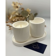 Çizgi Desenli Mum Seti (3'lü Set)
