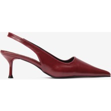 Bordo Cilt Lastik Detaylı Kadın Topuklu Ayakkabı