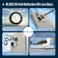 99AR iPhone 16 Pro Max Uyumlu %99 Işık Yansıma Engelleyici Profesyonel Fotoğraf Kamera Lens Koruyucu