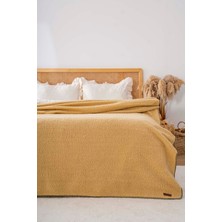 Riva İstanbul Hardal Valencia Sherpa Çift Kişilik Peluş Battaniye