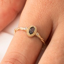 Fasek Gold Gümüş Yüzük -  0,55 Ct Brown (Smoky) 0,10CT Pırlanta Taşlı Tektaş Evlilik Teklifi Yüzüğü-Brown Tektaş Gümüş Yüzük