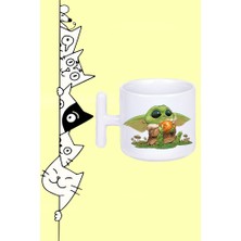 Baby Yoda Karakter Tasarım Baskılı Beyaz T Sap Kupa Bardak