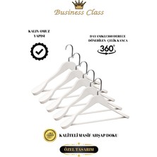Business Class 5 Adet 44 cm Italyan Kanca Masif Ahşap Takım Elbise Askısı Palto Askısı Ceket Askısı