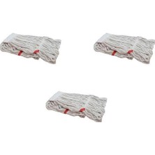 Teknotrust Geniş Yedek Islak Mop Paspas Ucu Başlığı Püskül - Pamuklu - 320 Gram. - 25 Cm. - Beyaz - 3 Adet