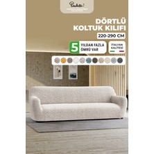 Paulato Lastikli Esnek ve Yıkanabilir 4 Kişilik Koltuk Örtüsü Çekyat Kanepe Kılıfı - Desenli Bej