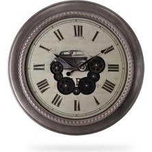 Efemark Premium Serisi Antik Eskitme Döner Çarklı Retro Tasarım 60 cm Ev ve Ofis Duvar Saati Roma Rakamlı Vintage Tasarım