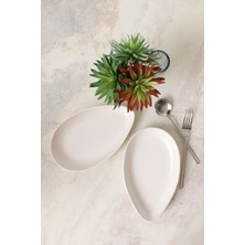 Keramika Mat Beyaz Serenity Kayık Tabak 24 cm 2 Adet 022